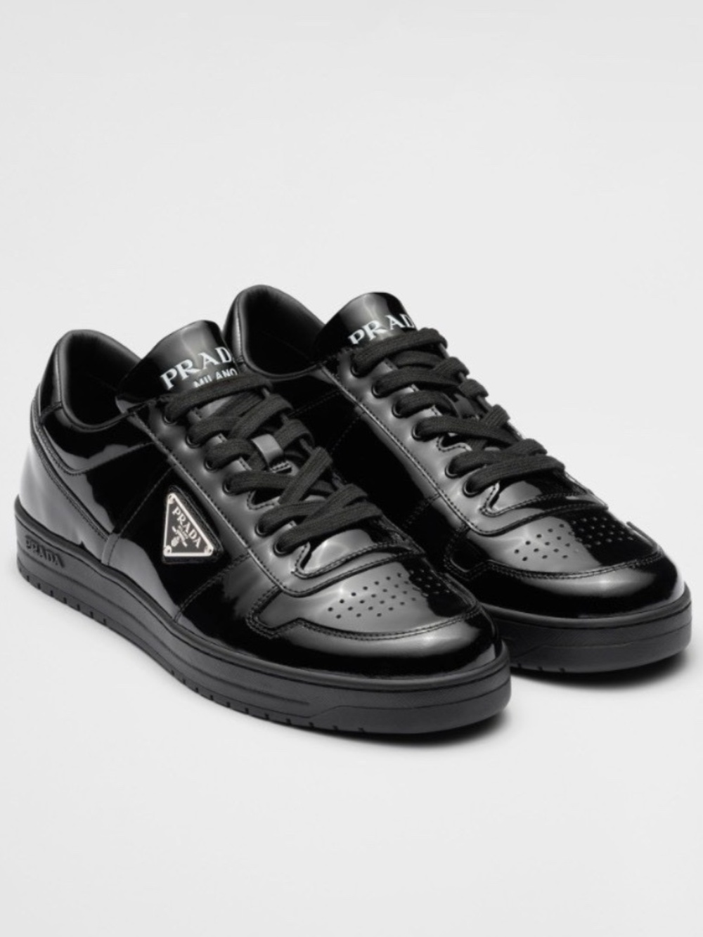 Prada Patent Leather Triangle Logo Sneakers size 39.5